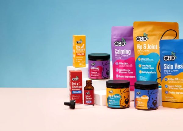 CBDFx Pet Products displayed on counter